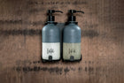Matt Black Double Bracket holding Lavender and Eucalyptus Conditioner and Shampoo