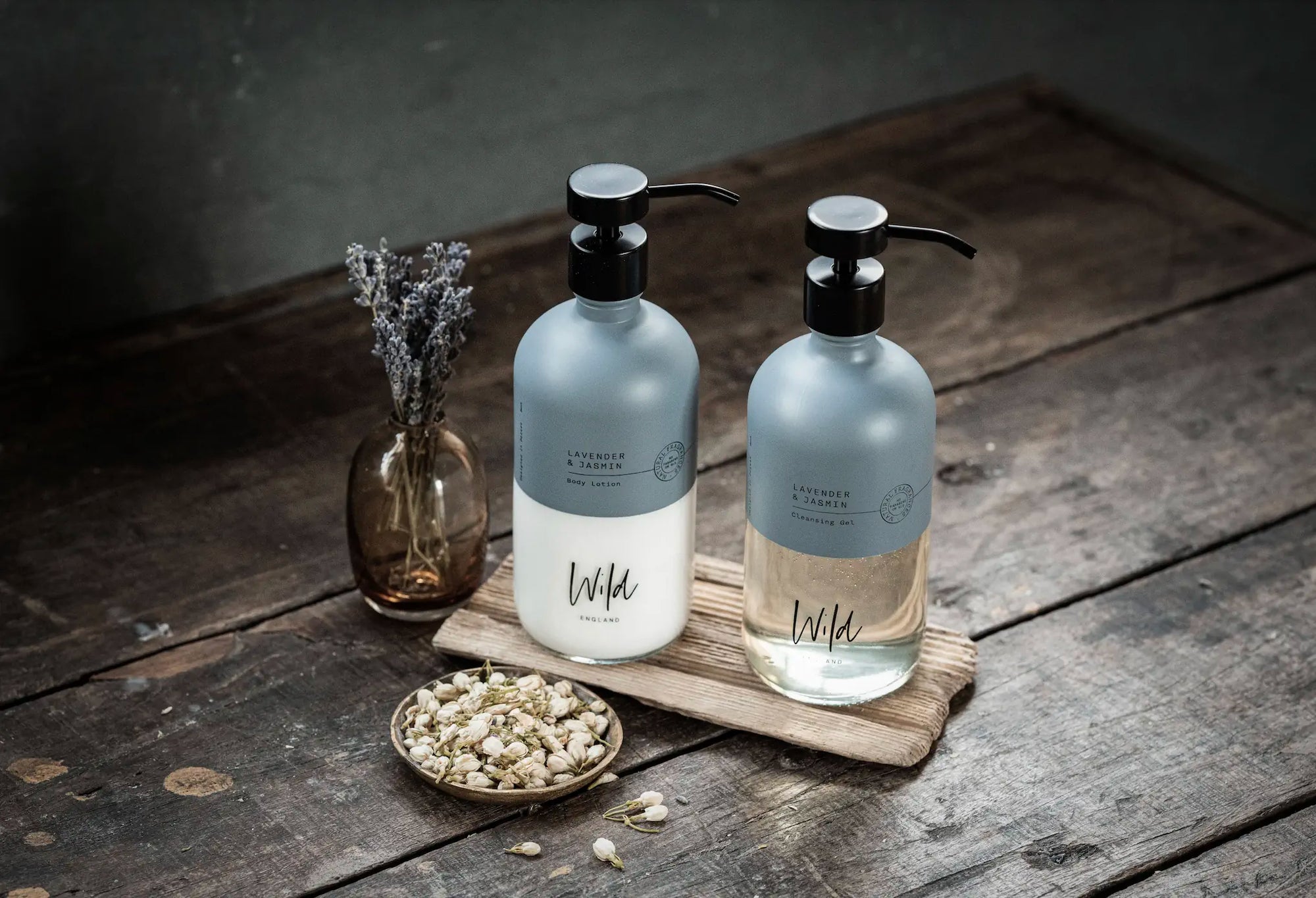 Wild England natural shampoo conditioner two bottle starter set lavender and eucalyptus hand and body wash and lotion 475ml