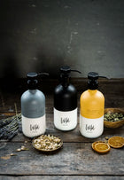 Wild England Three Bottle Starter Pack including lavender and eucalyptus hand and body lotion, sweet orange and cardamom hand and body lotion, refill bottle 475ml